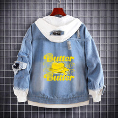 Unisex Kpop Fake Two-piece Denim Jacket