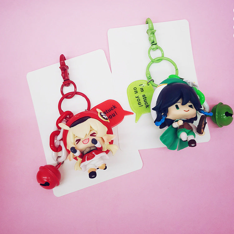 6 Cute Game Doll Bell PVC Keychain