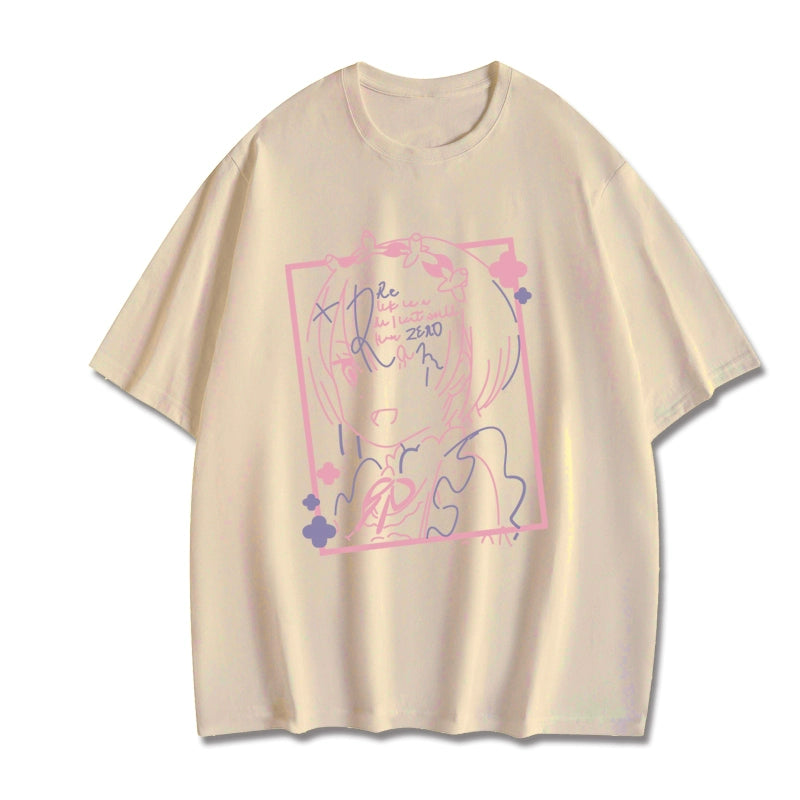 Rem Anime Loose Cotton Short Sleeve T-shirt