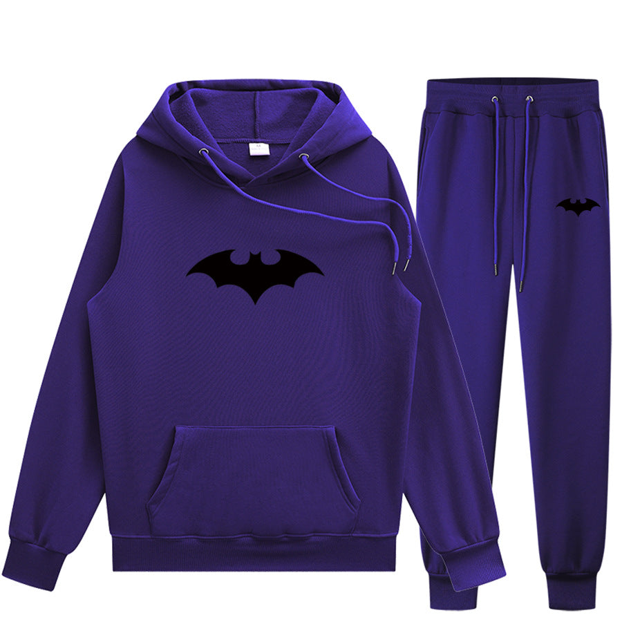 Trendy Men's Bat Print Hoodie Pants Tracksuit