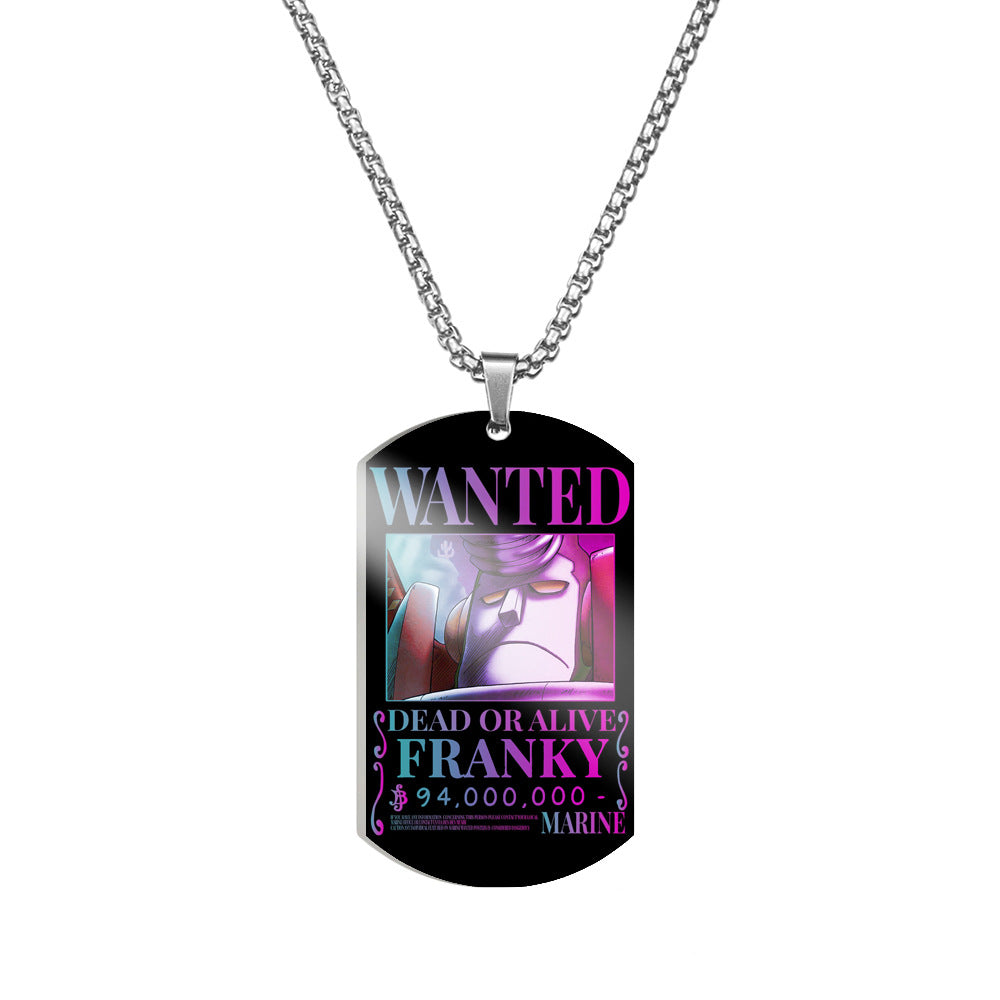 Luffy Wanted Printed Dog Tag Necklace