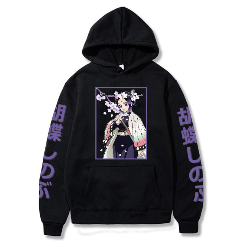 Casual Anime Butterfly Printed Loose Hoodie