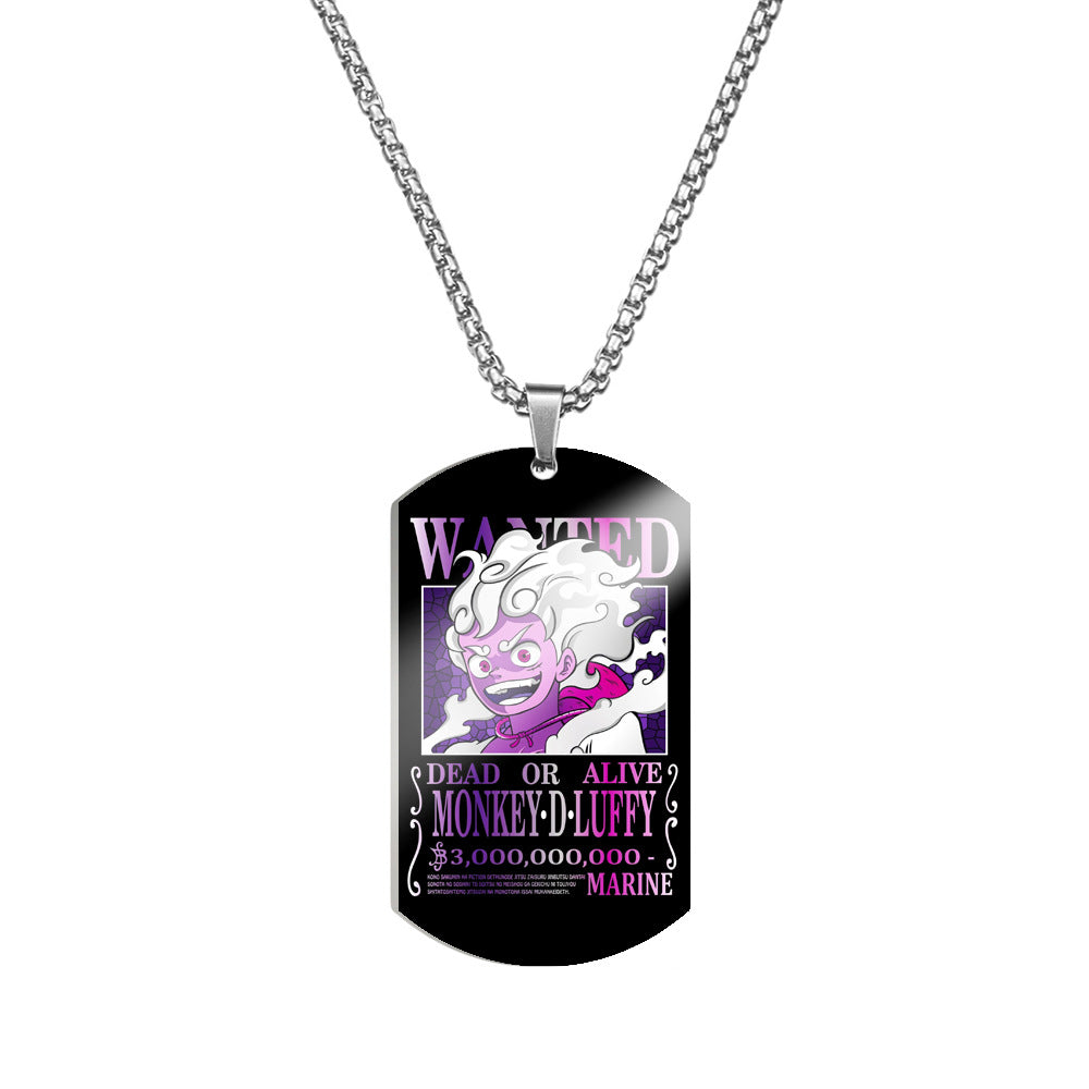 Luffy Wanted Stainless Steel Dog Tag Necklace