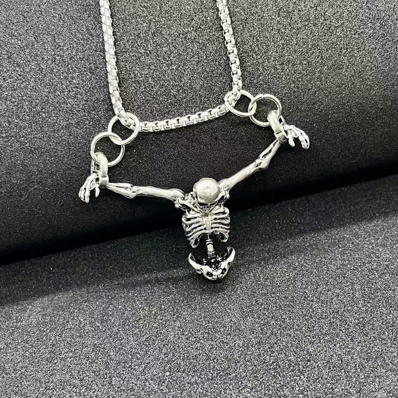 Retro Skull Bone Pendant Necklace