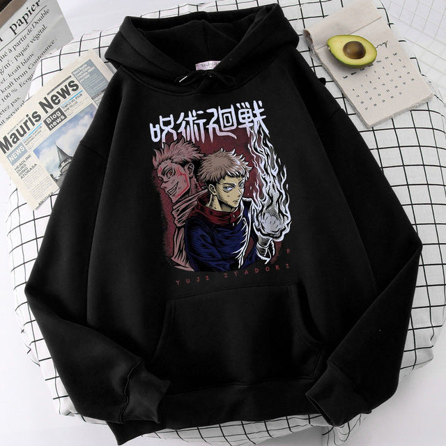 Unisex Anime Print Pullover Casual Hoodie