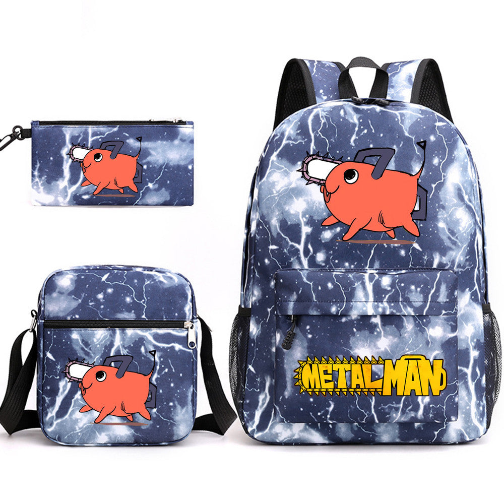 Pochita School Bag Three-piece Backpack