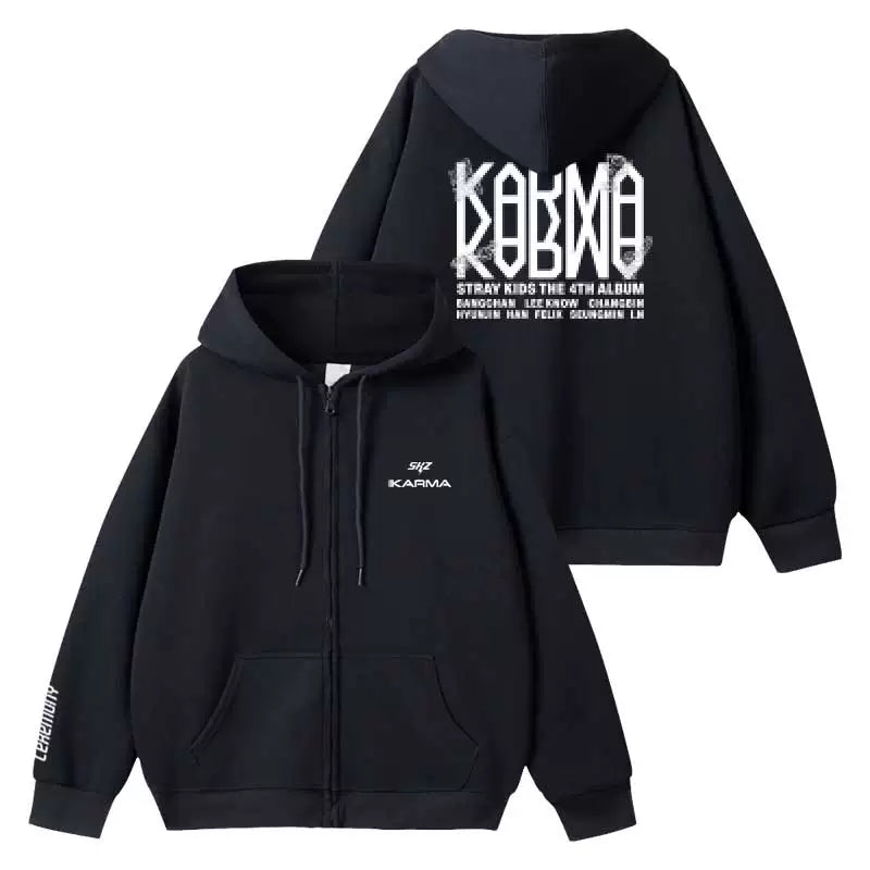 SKZ Member KARMA Zipper Black Hoodie