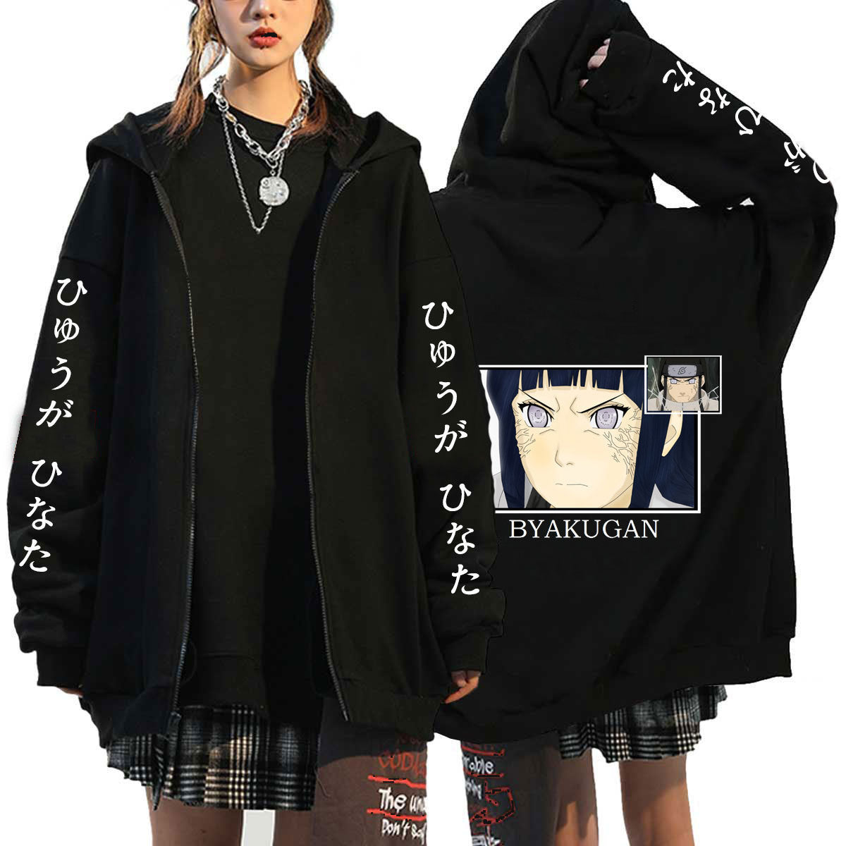 Unisex Hinata Printed Zipper Casual Hoodie