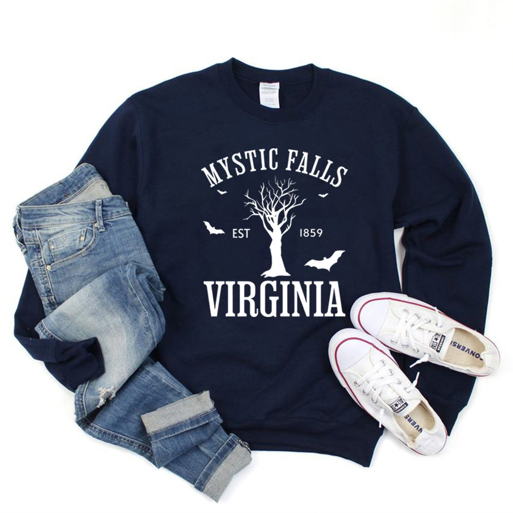 Mystic Falls Virginia Letter Print Sweatshirt