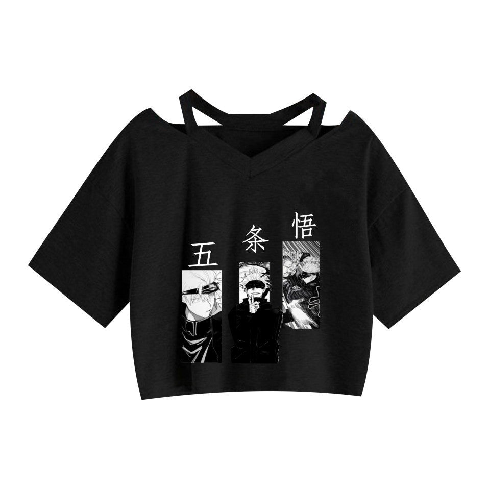 Girls' Anime Sexy Short Sleeve Crop Top