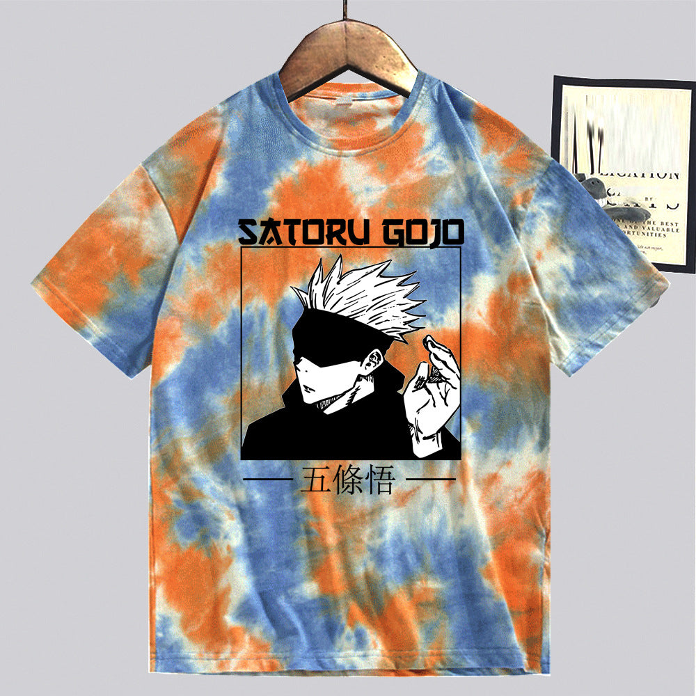 Unisex Anime Tie-dye Loose Short-sleeved T-shirt