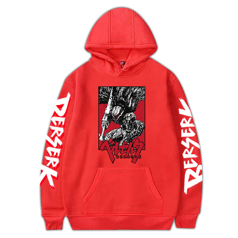 Retro Anime Printed Pullover Hoodie