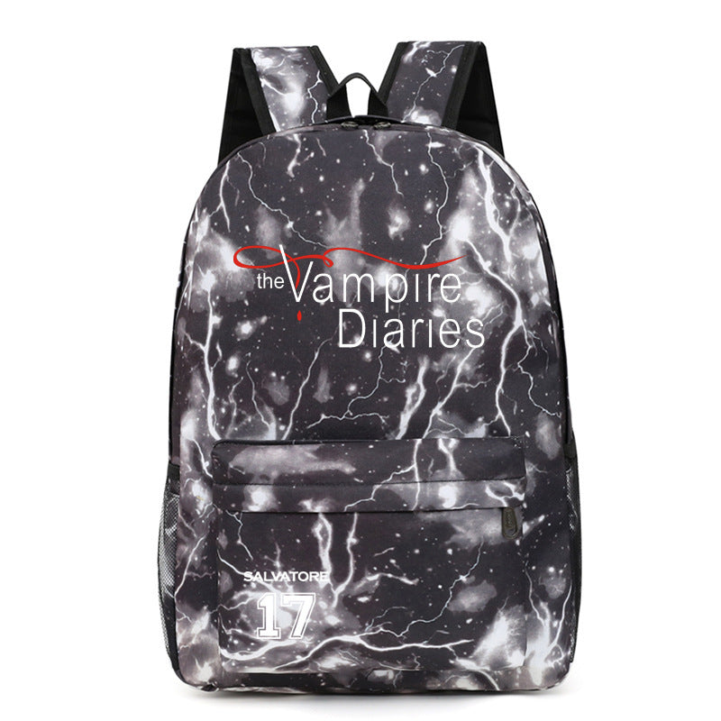 Casual TVD Pattern Print School Backpack