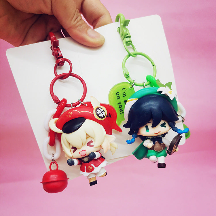 6 Cute Game Doll Bell PVC Keychain