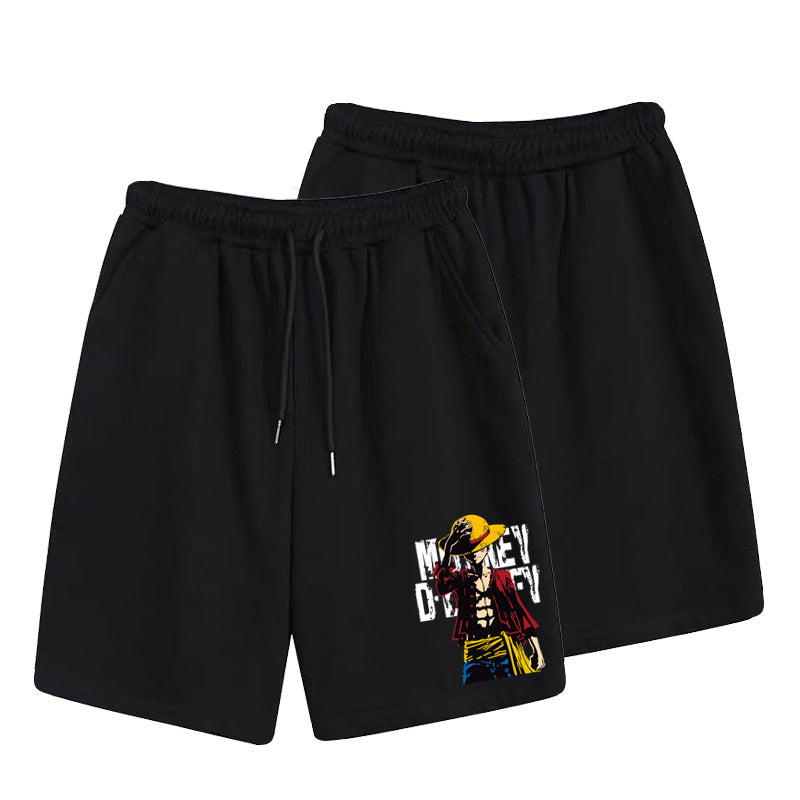 Casual Men's Luffy Print Elastic Loose Shorts