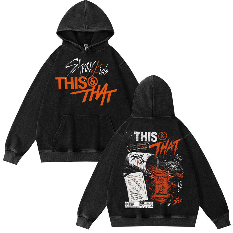 SKZ This & That Tracklist Print Washed Hoodie Top
