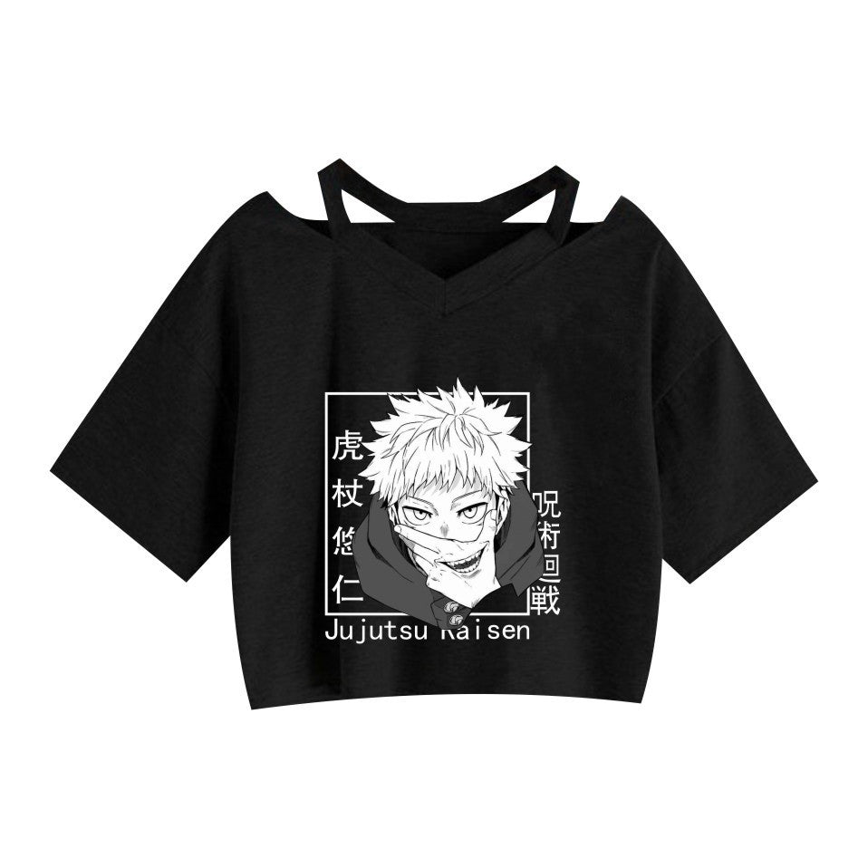 Girls' Anime Sexy Short Sleeve Crop Top