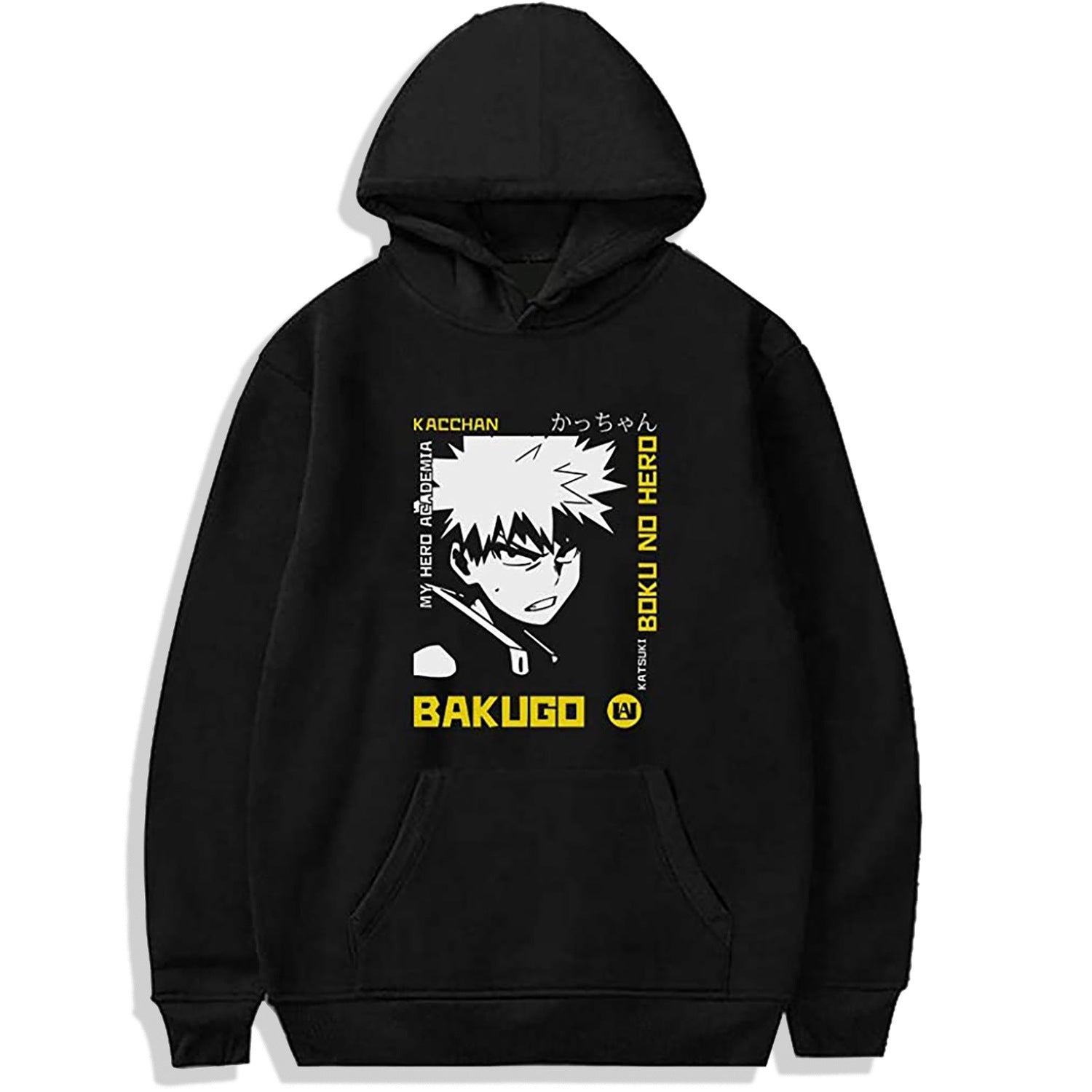 Unisex Anime Graphic Print Black Casual Hoodie