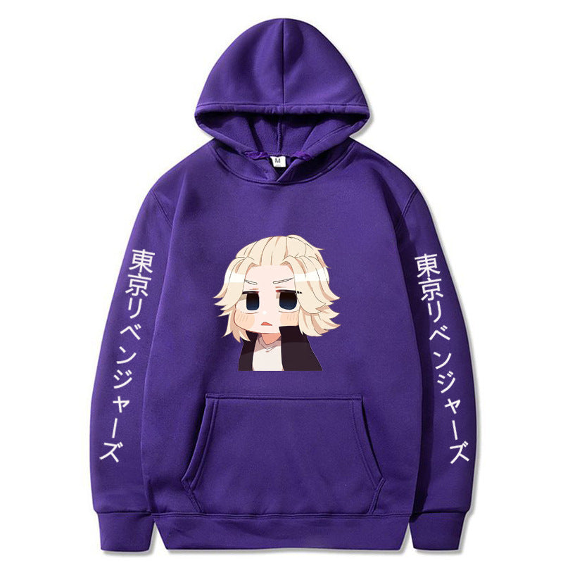 Unisex Cartoon Anime Pattern Pullover Loose Hoodie