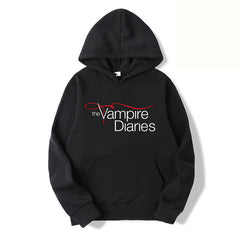 Unisex Casual TVD Logo Printed Loose Hoodie