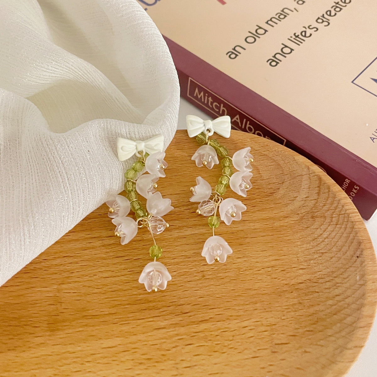 Lily of The Valley Fringed Stud Earrings