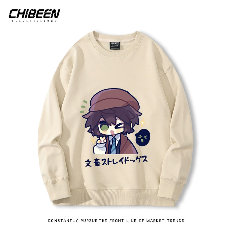 Casual Anime Printed Crew Neck Sweatshirt