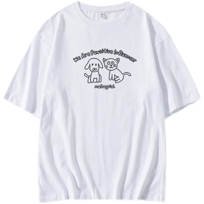 Lee Know Dog Cat Round Neck Short-sleeved T-shirt