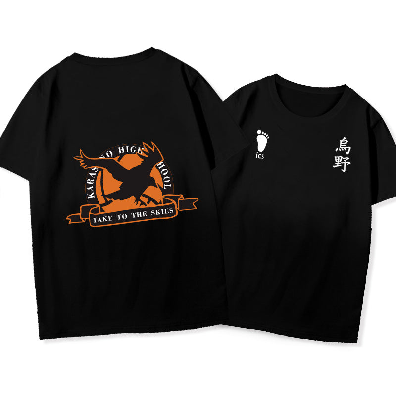 Unisex Karasuno Volleyball Leisure Short Sleeved Cotton T-shirt