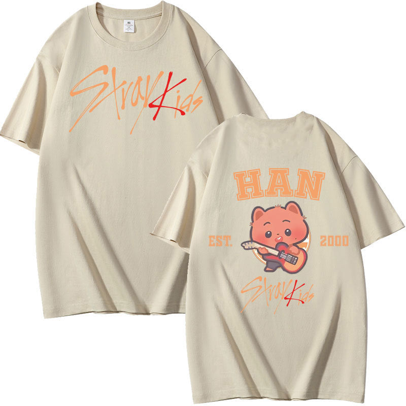 Unisex Kpop Letter Print Summer Cotton T-shirt