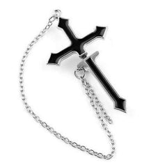 Cool Cross Chain Puncture Earrings