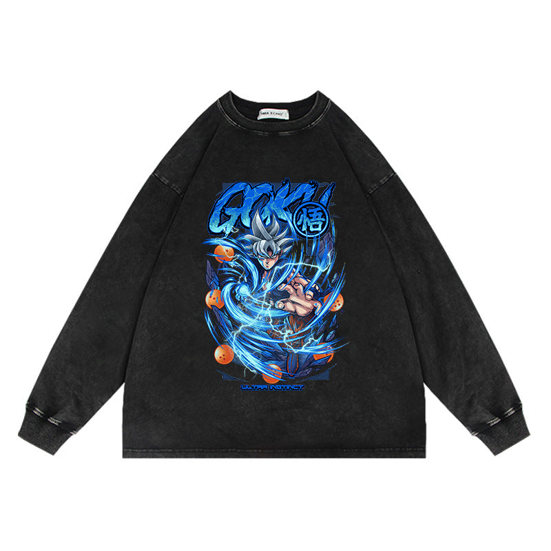 Vintage Anime Washed Oversize Crew Neck Sweatshirt