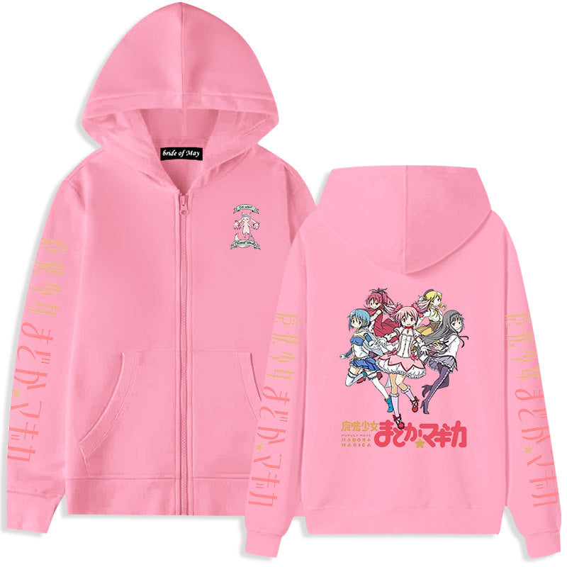 Lovely Girls Anime Print Zipper Hoodie