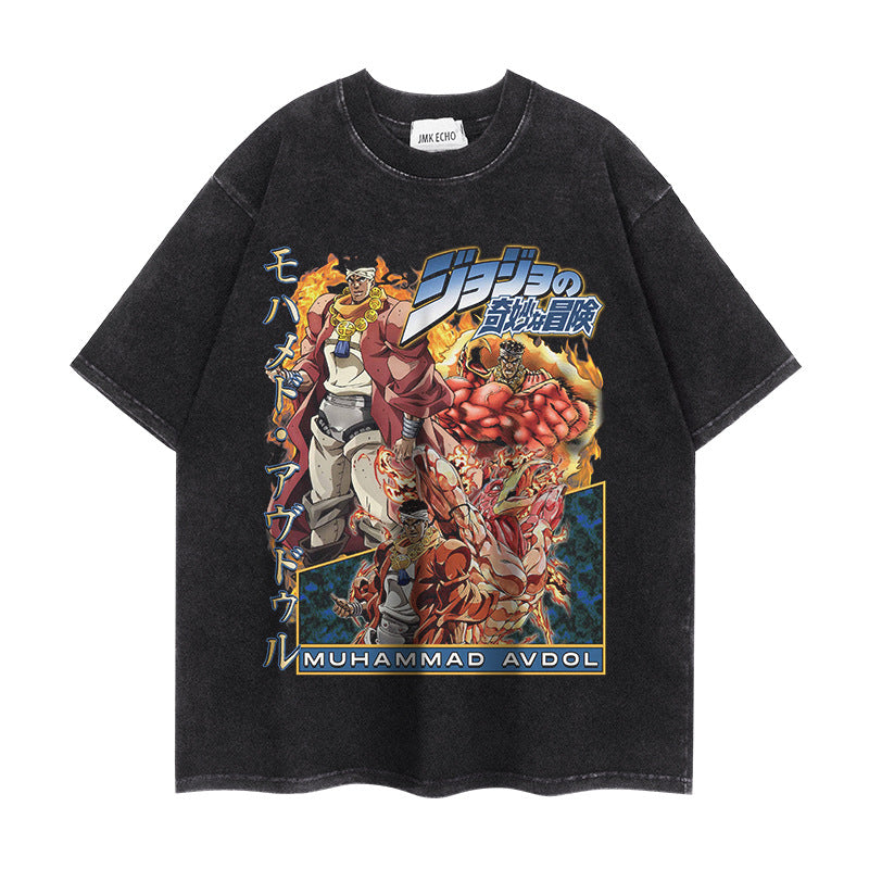 Retro Jojo Anime Short-sleeved Washed T-shirt
