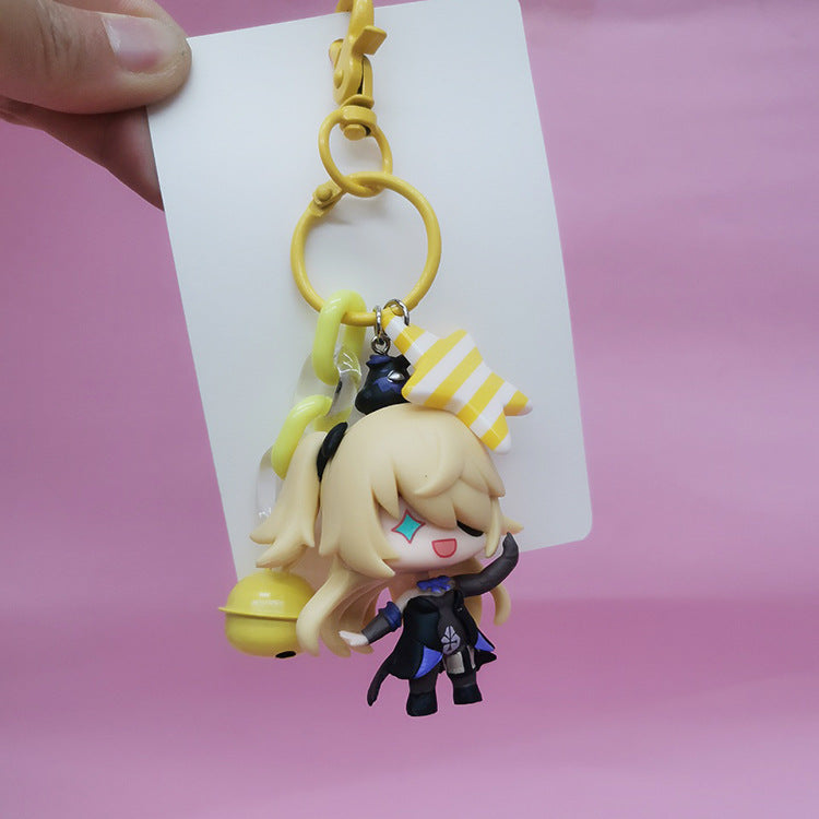 6 Cute Game Doll Bell PVC Keychain