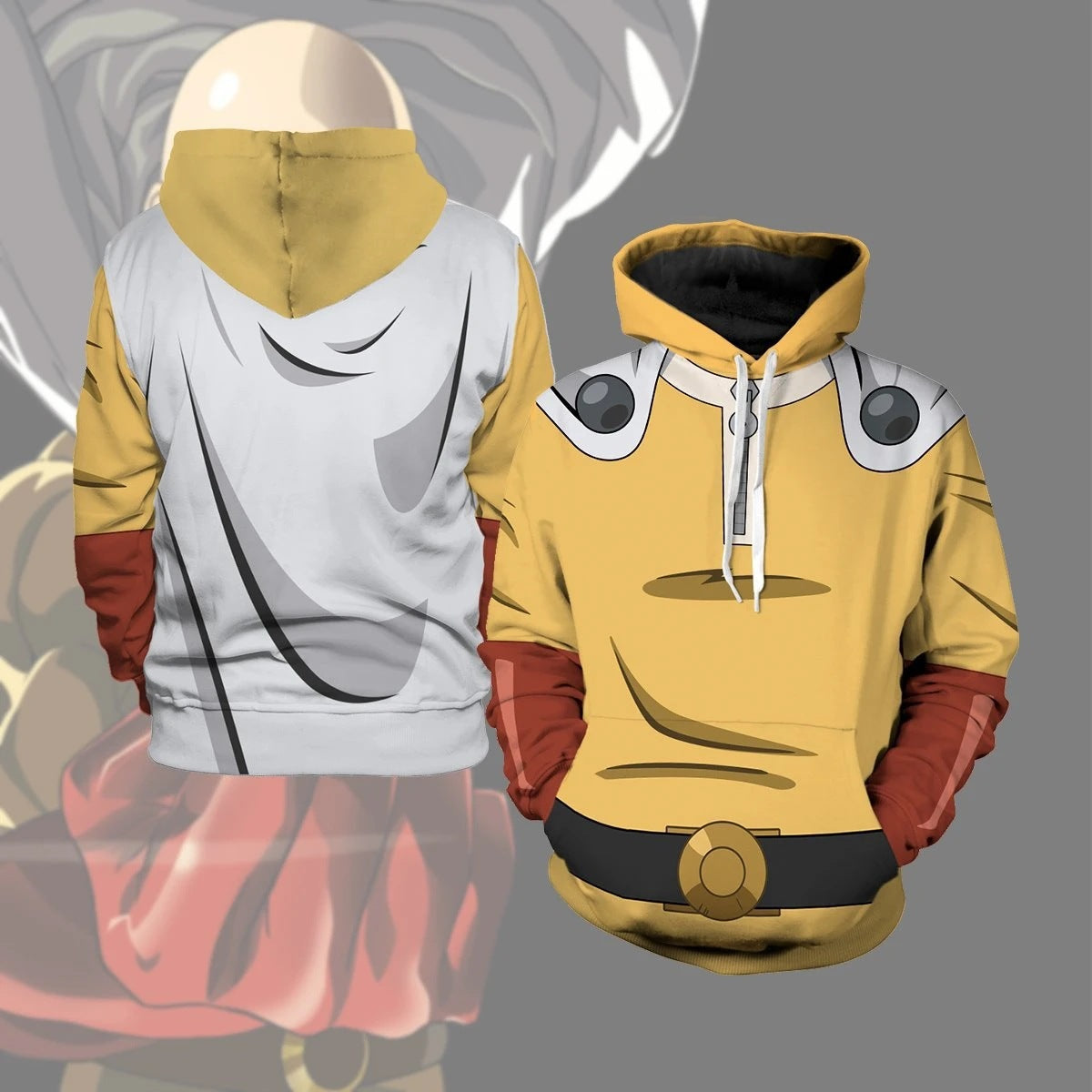 Saitama Digital Print Cosplay Zipper Hoodie