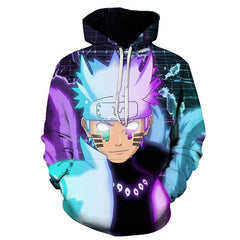 Trendy Anime Digital Print Loose Casual Pullover Hoodie