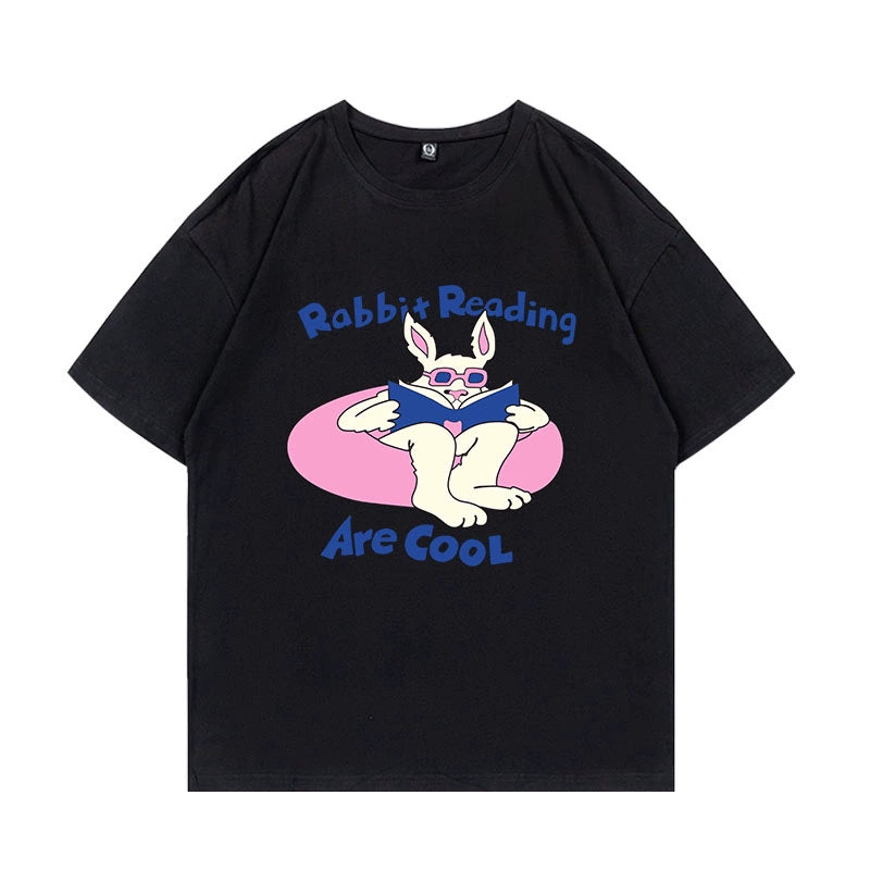 Cartoon Rabbit Printed Half-sleeved Cotton T-shirt