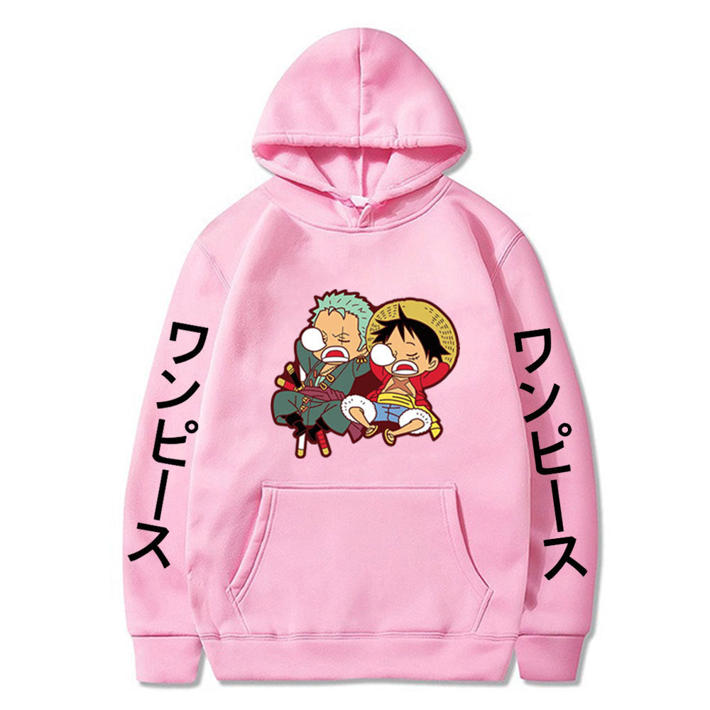 Unisex Luffy Zoro Cartoon Graphic Pullover Hoodie