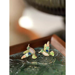 Colored Bird Stud Earrings