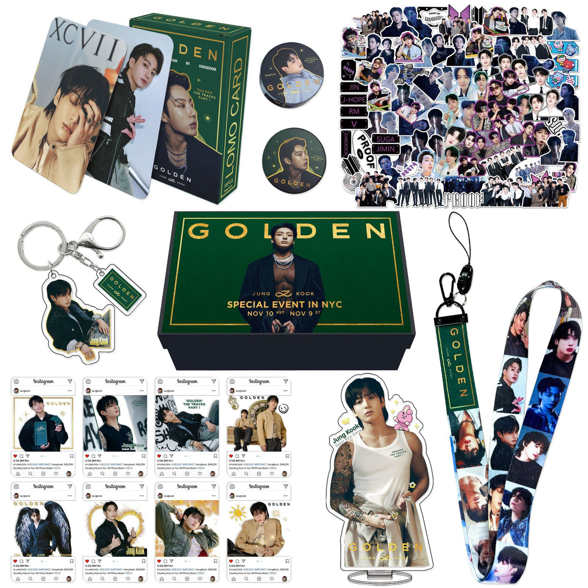 JUNGKOOK Lanyard Sticker Card Set Gift Box