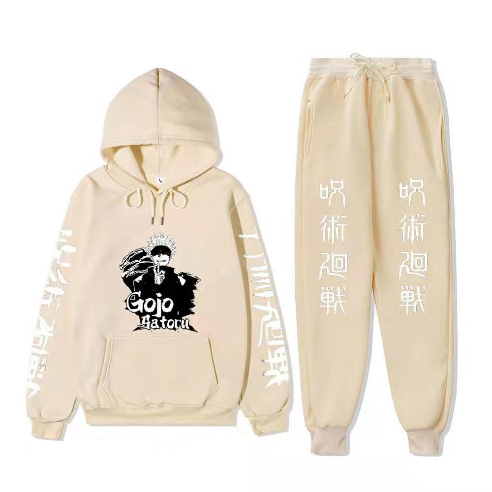 Unisex Gojo Printed Casual Hoodie Sports Pants Set