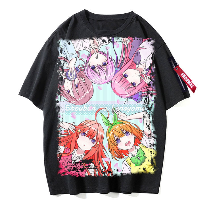 Women's Anime Short-sleeved Black T-shirt