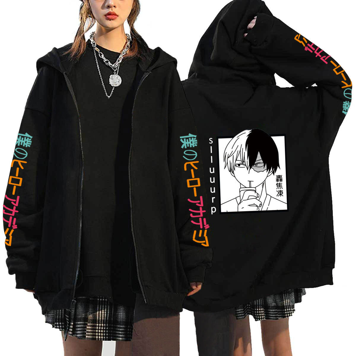 Unisex Trendy Anime Graphic Zipper Hoodie