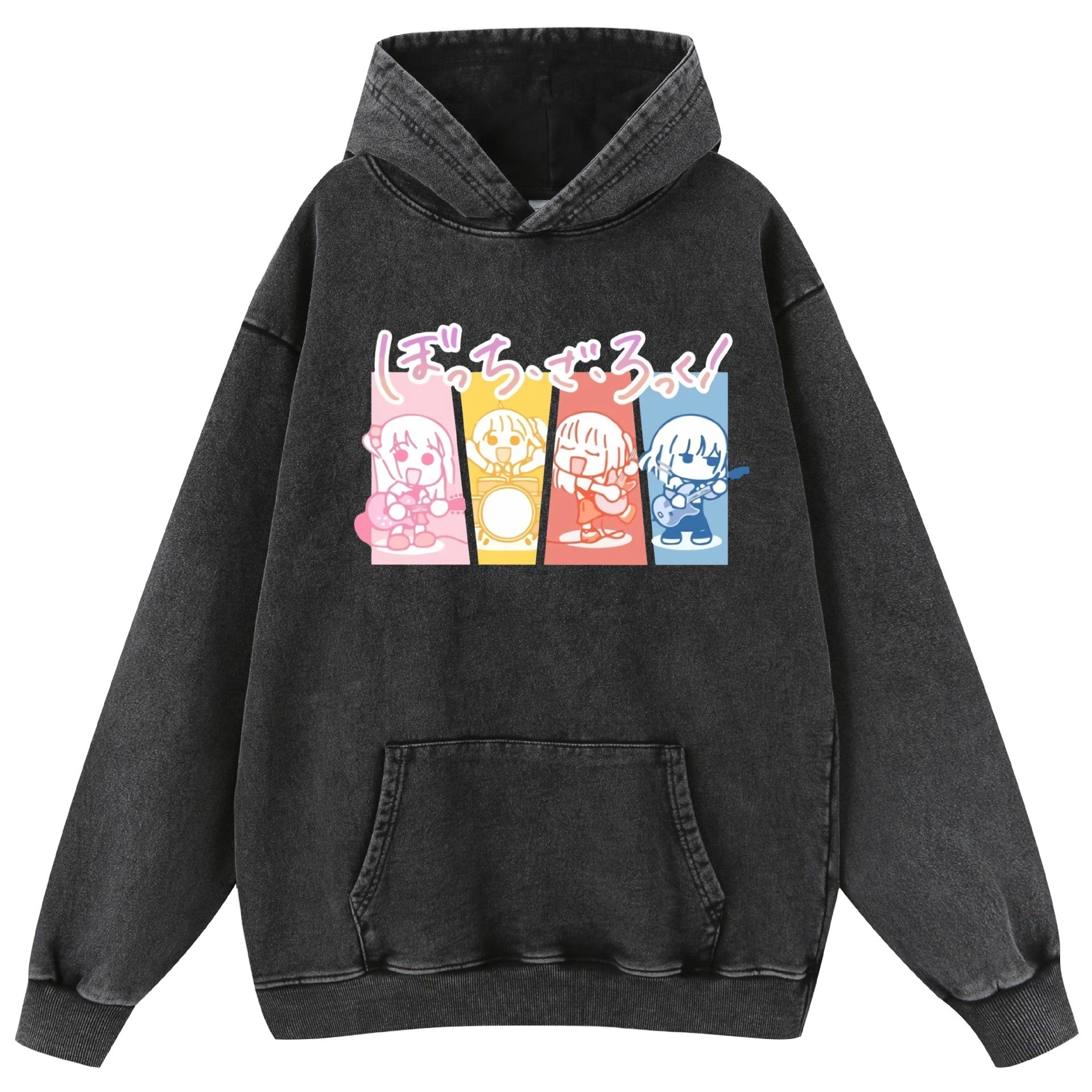 Retro Anime Pattern Washed Cotton Hoodie