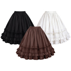 Retro Multi-layer Scalloped Hem Skirt