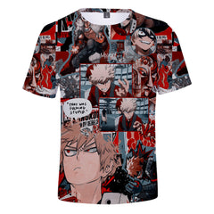 Trendy Anime Pattern Digital Print Short-sleeved T-shirt