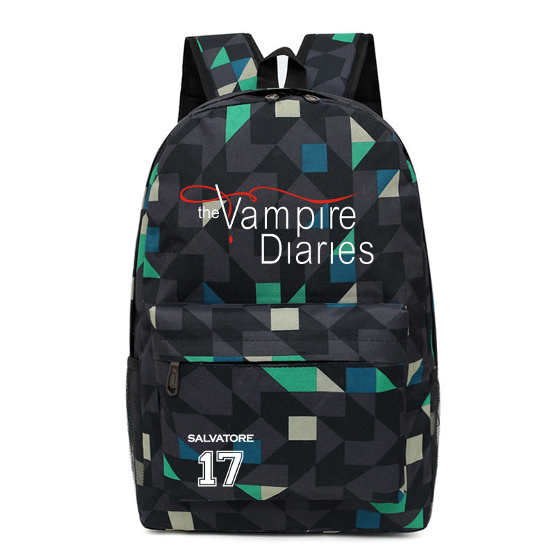 Casual TVD Pattern Print School Backpack