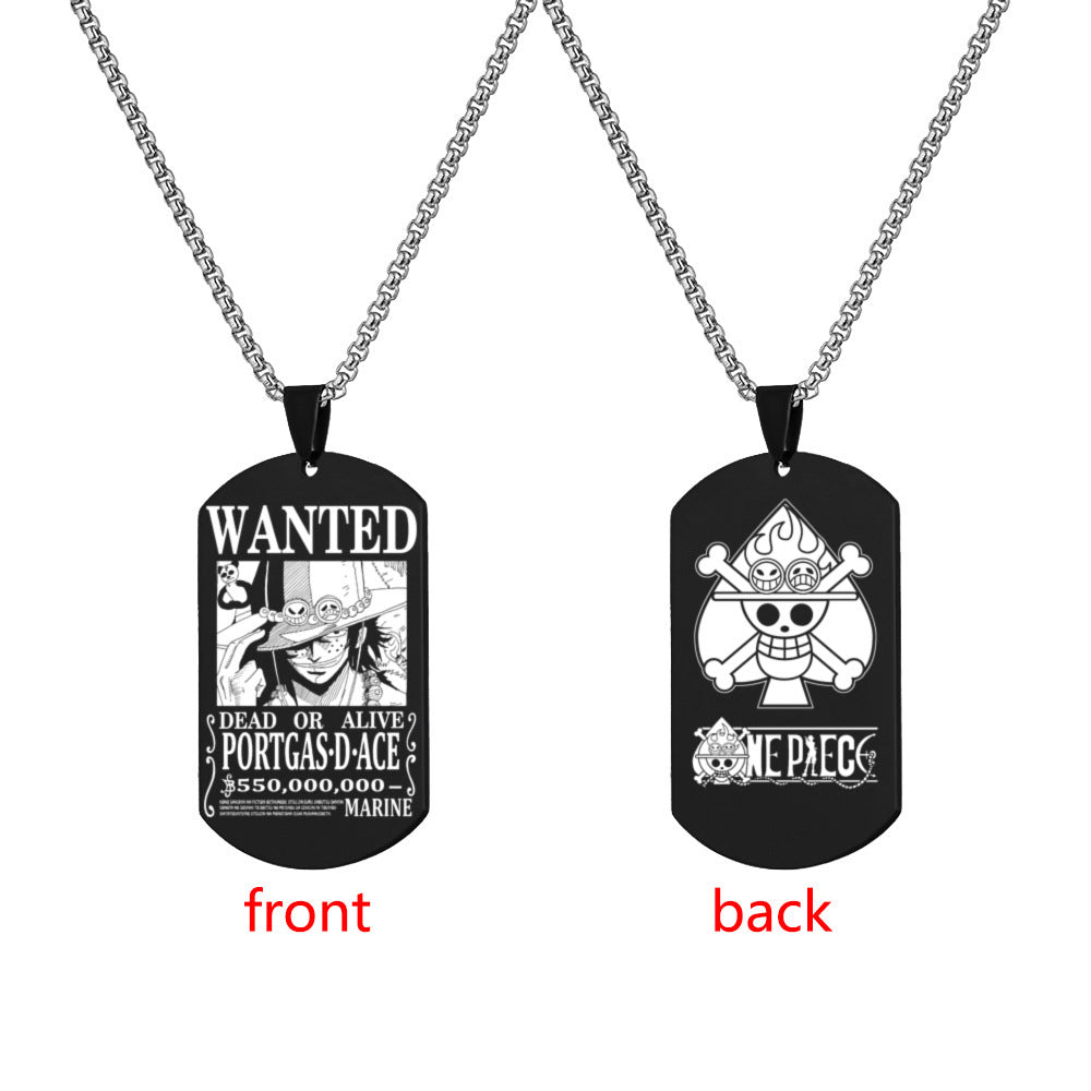 Luffy Wanted Double-sided Dog Tag Necklace