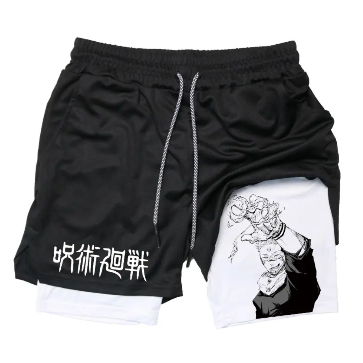 Casual Anime Printed Double-layer Fitness Shorts