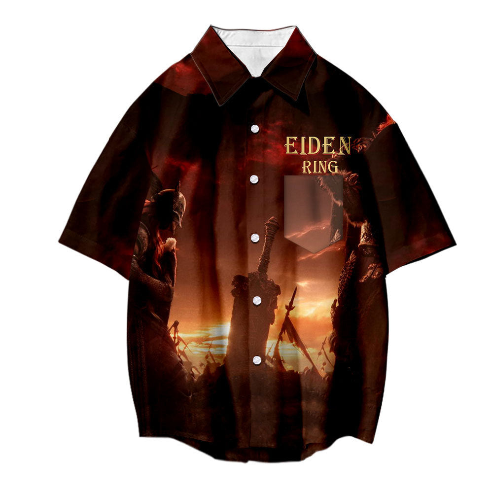 Men's Game 3d Print Short Sleeve Loose Shirt